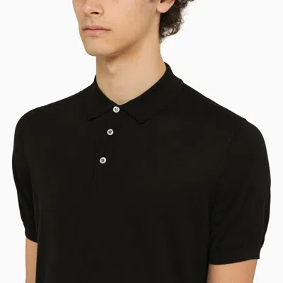 Drumohr Black Polo Shirt In Cotton In Black