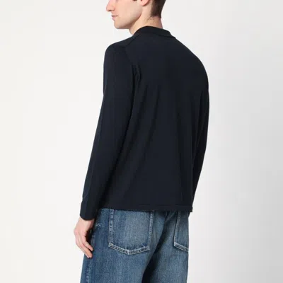 Drumohr Navy Blue Cotton Cardigan In Black