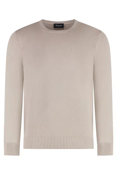 Drumohr Cotton Crew-neck Sweater In Neutral