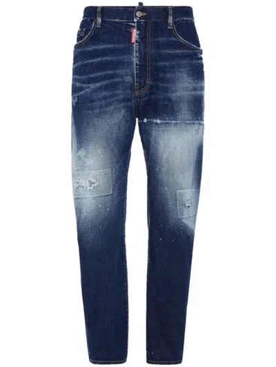 Dsquared2 Distressed Stretch Cotton Jeans In Blue