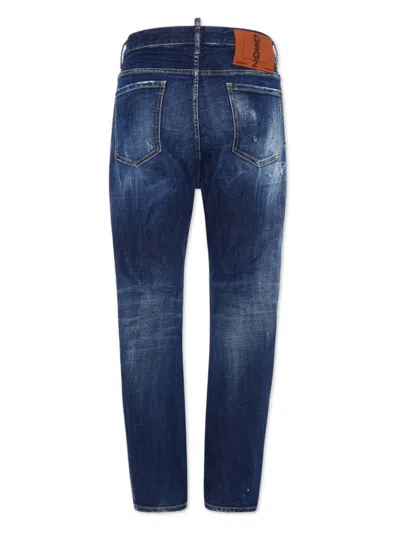 Dsquared2 Distressed Stretch Cotton Jeans In Blue
