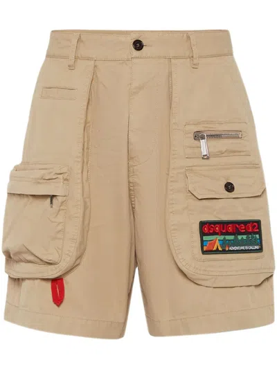 Dsquared2 Cotton Cargo Shorts In Brown
