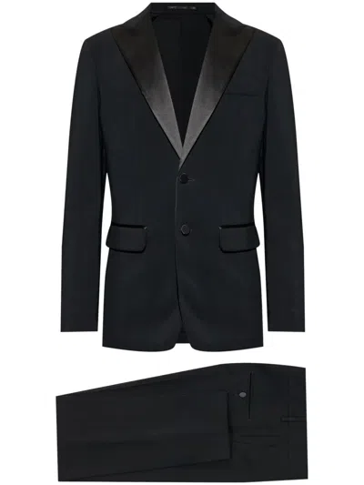 Dsquared2 Miami Virgin Wool Two-pieces Suit With Satin Lapels In Black
