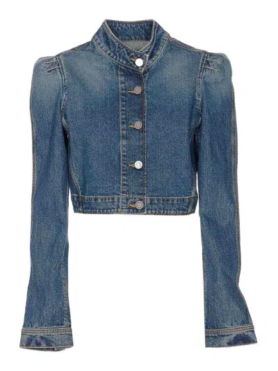 Alaïa Alaia Blue Washed Denim High-neck Jacket Women
