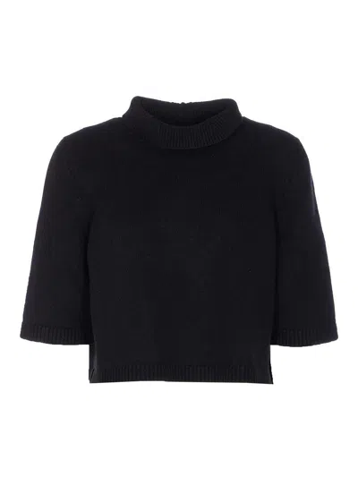 Alaïa Black Crop Jumpers Sweater In Black
