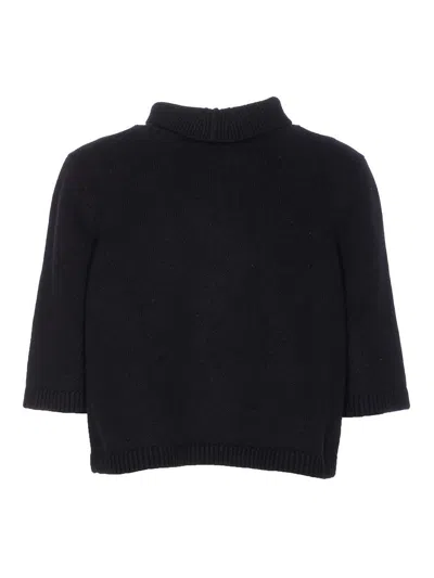 Alaïa Black Crop Jumpers Sweater In Black
