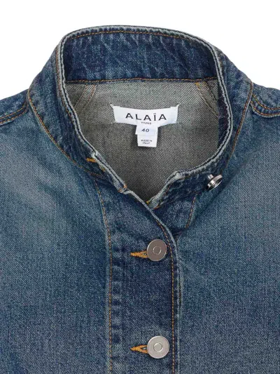 Alaïa Alaia Blue Washed Denim High-neck Jacket Women