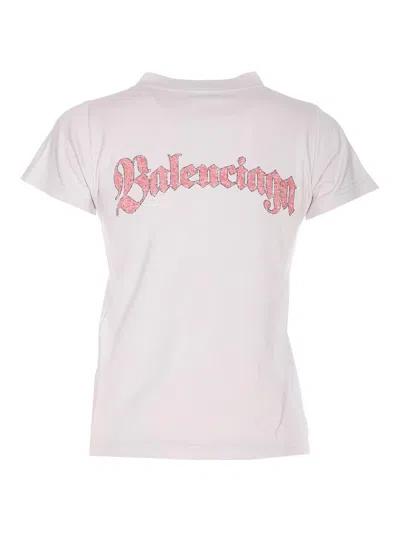 Balenciaga White T-shirt With Logo Prints In White