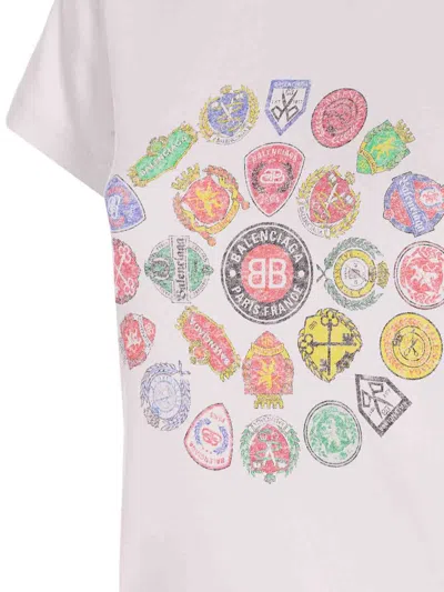 Balenciaga White T-shirt With Logo Prints In White