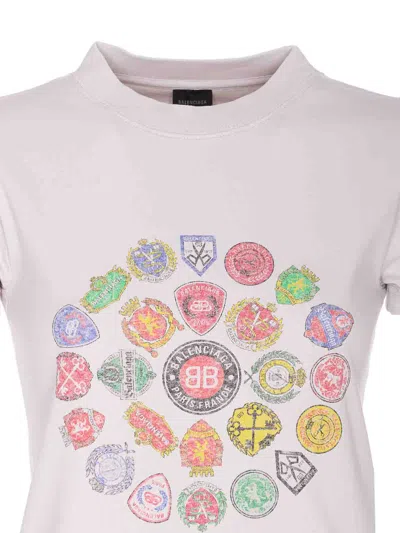 Balenciaga White T-shirt With Logo Prints In White