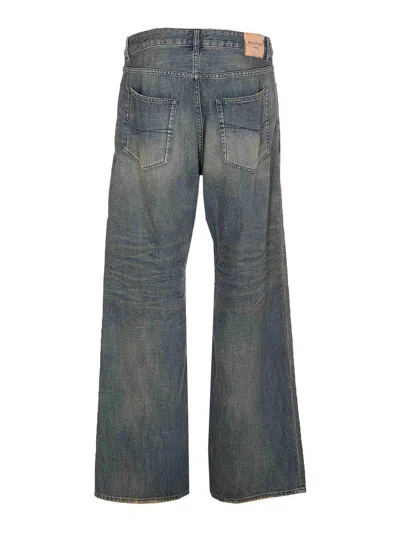 Balenciaga Loose Washed Jeans In Blue/grey/yellow In Blue
