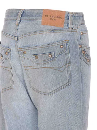Balenciaga Denim City Straight Jeans In Blue