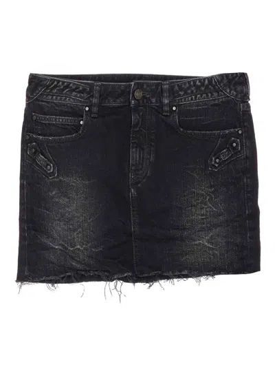 Balenciaga Washed Black City Mini Denim Skirt In Black
