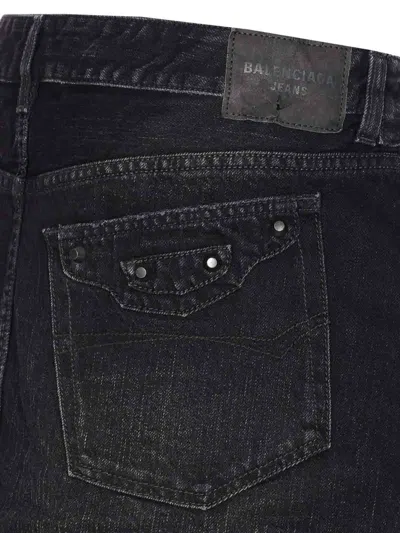 Balenciaga Washed Black City Mini Denim Skirt In Black