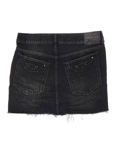 Balenciaga Washed Black City Mini Denim Skirt In Black