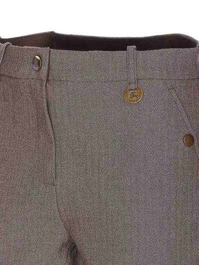 Burberry Johdpur Pants Stretch Cotton With Herringbone Pattern In Brown
