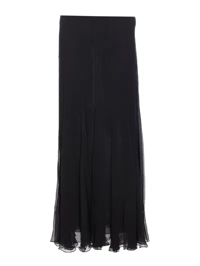 Chloé Maxi Skirt With Sheer Overlay And Flowy Design In Black