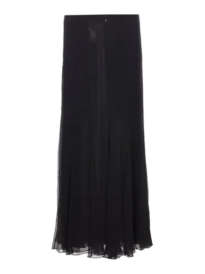 Chloé Maxi Skirt With Sheer Overlay And Flowy Design In Black