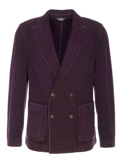 Circolo 1901 Textured Fabric Jacket Notched Lapel In Purple