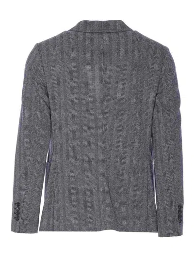 Circolo 1901 Double-breasted Chevron Jacket Pockets In Gray