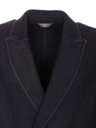 Circolo 1901 Double-breasted Jacket Featuring Pockets In Black