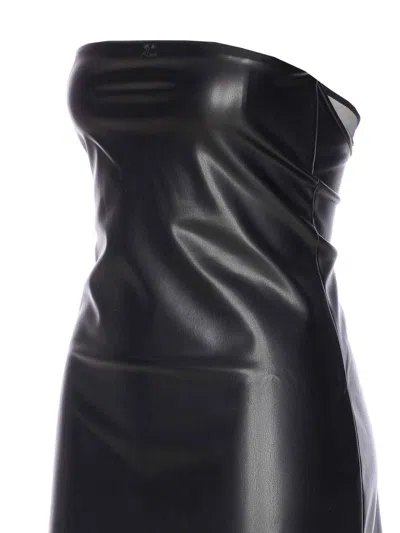 Courrèges Strapless Mini Dress With Back Strap Detail In Black