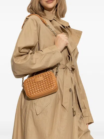 E'clat Leahter Camera Bag In Brown