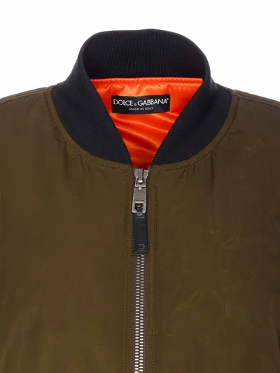 Dolce & Gabbana Down Jacket With Crewneck And Pockets In Green