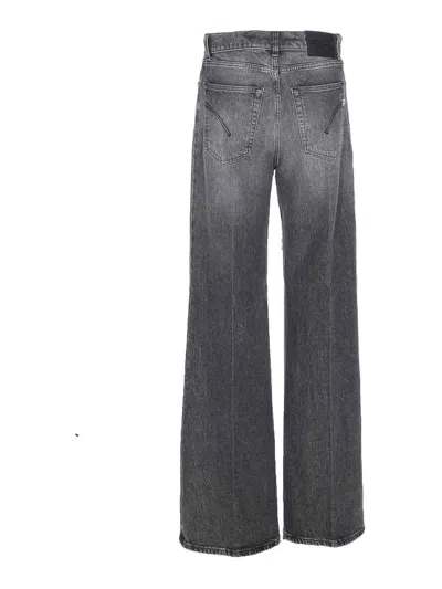 Dondup Wide-leg Trousers With Pockets And Loops In Gray