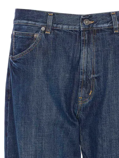 Dondup Loose Fit Trousers Contrast Stitching In Blue