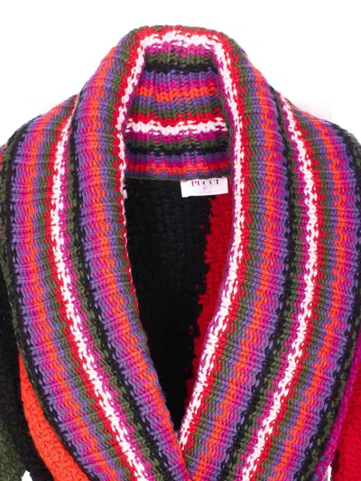 Pucci Orchidee Print Oversized Colorblock Cardigan In Multi