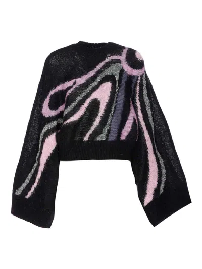 Pucci Embroidered Mohair Blend Oversize Sweater In Black