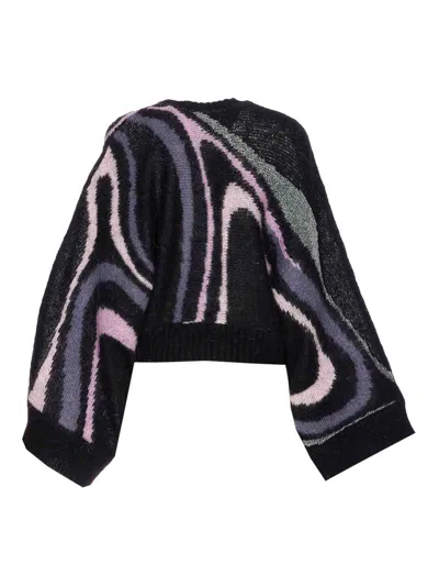 Pucci Embroidered Mohair Blend Oversize Sweater In Black