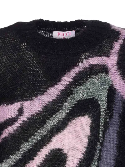 Pucci Embroidered Mohair Blend Oversize Sweater In Black