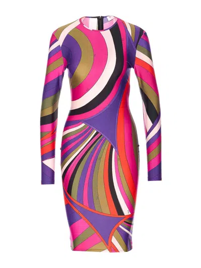 Pucci Iride Print Midi Dress In Multi