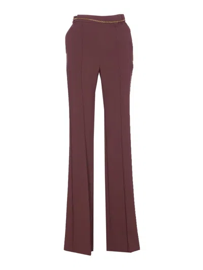 Elisabetta Franchi Tailored Straight Leg Trousers With Minimalist Design In Burgundy