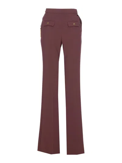 Elisabetta Franchi Tailored Straight Leg Trousers With Minimalist Design In Burgundy