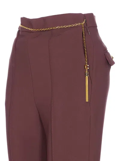 Elisabetta Franchi Tailored Straight Leg Trousers With Minimalist Design In Burgundy