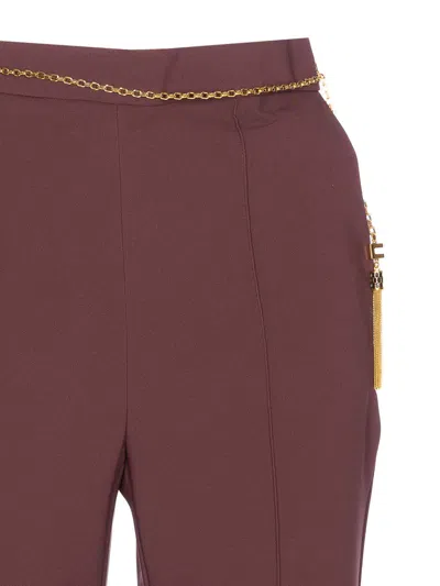Elisabetta Franchi Tailored Straight Leg Trousers With Minimalist Design In Burgundy