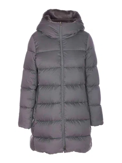 Herno Women Arendelle And New Lady Faux Fur A-shape Down Jacket In Gray