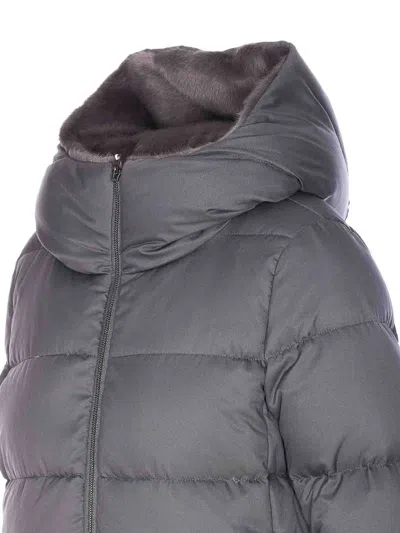 Herno Women Arendelle And New Lady Faux Fur A-shape Down Jacket In Gray