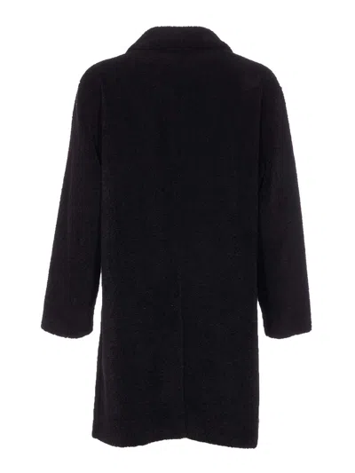 Herno Long Sleeve Notched Lapel Coat With Pockets In Black