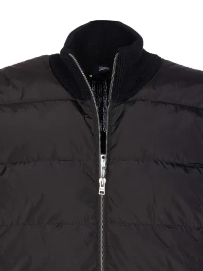 Herno Knitted And Padded Cardigan In Black