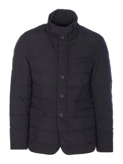 Herno Modern Blazer With High Collar And Pockets In Black