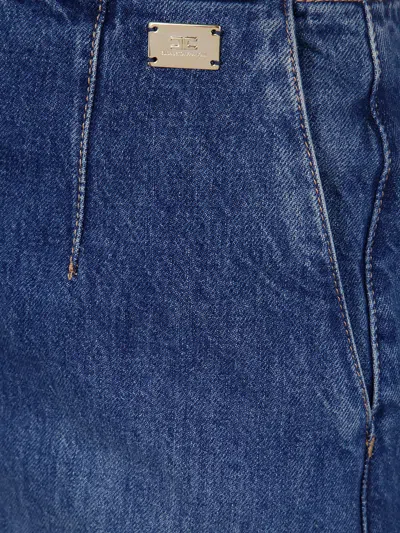 Elisabetta Franchi Denim Midi Skirt In Blue