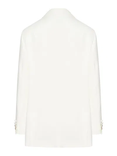 Max Mara Double Breasted Cady Blazer In White