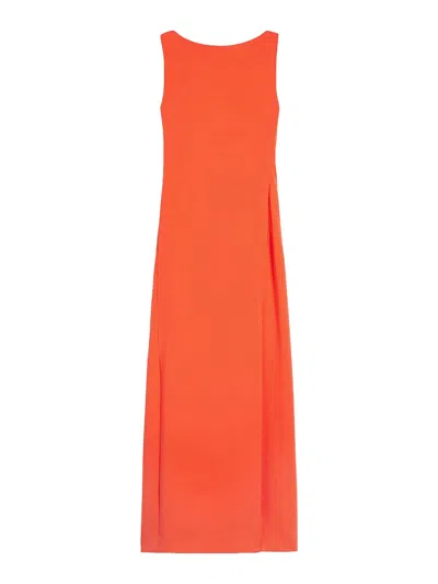 Max Mara Draped Back Knot Sleeveless Dress In Red