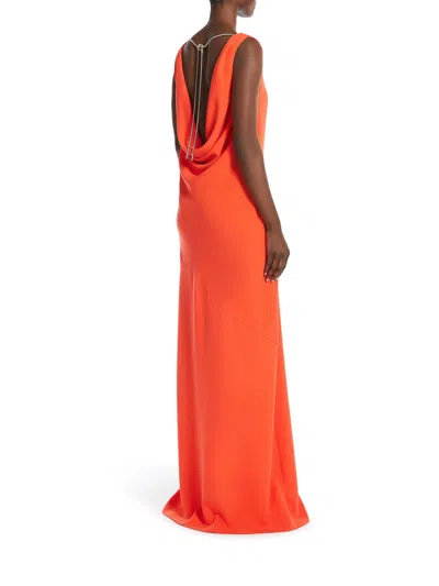 Max Mara Draped Back Knot Sleeveless Dress In Red