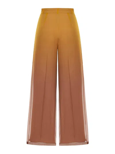 Max Mara Wide Leg Pants In Seta In Orange