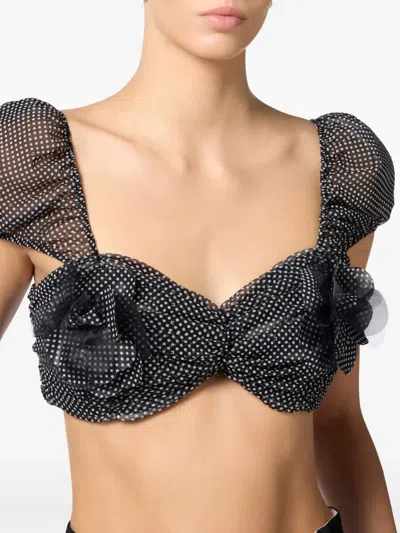 Elisabetta Franchi Polka Dot Print Top In Black